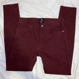 H&M Burgundy Skinny Jeans Size 29